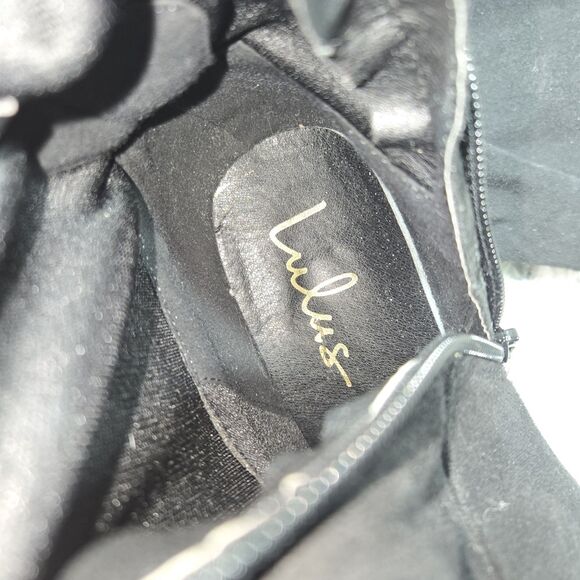 Lulus Women Size 10 Black Soft Fabric Pointed Toe Over The Knee High Heeled Boot - Picture 6 of 7